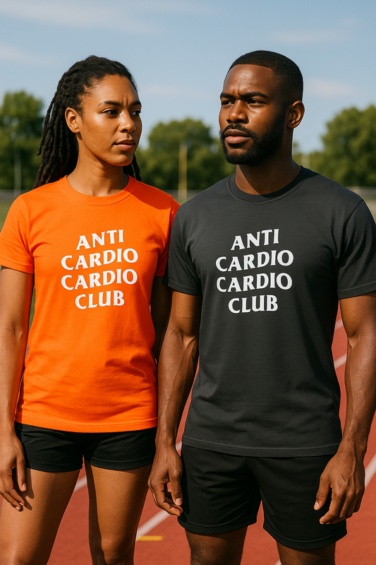 T-shirt “ANTI CARDIO CARDIO CLUB” – L’ironie en mouvement